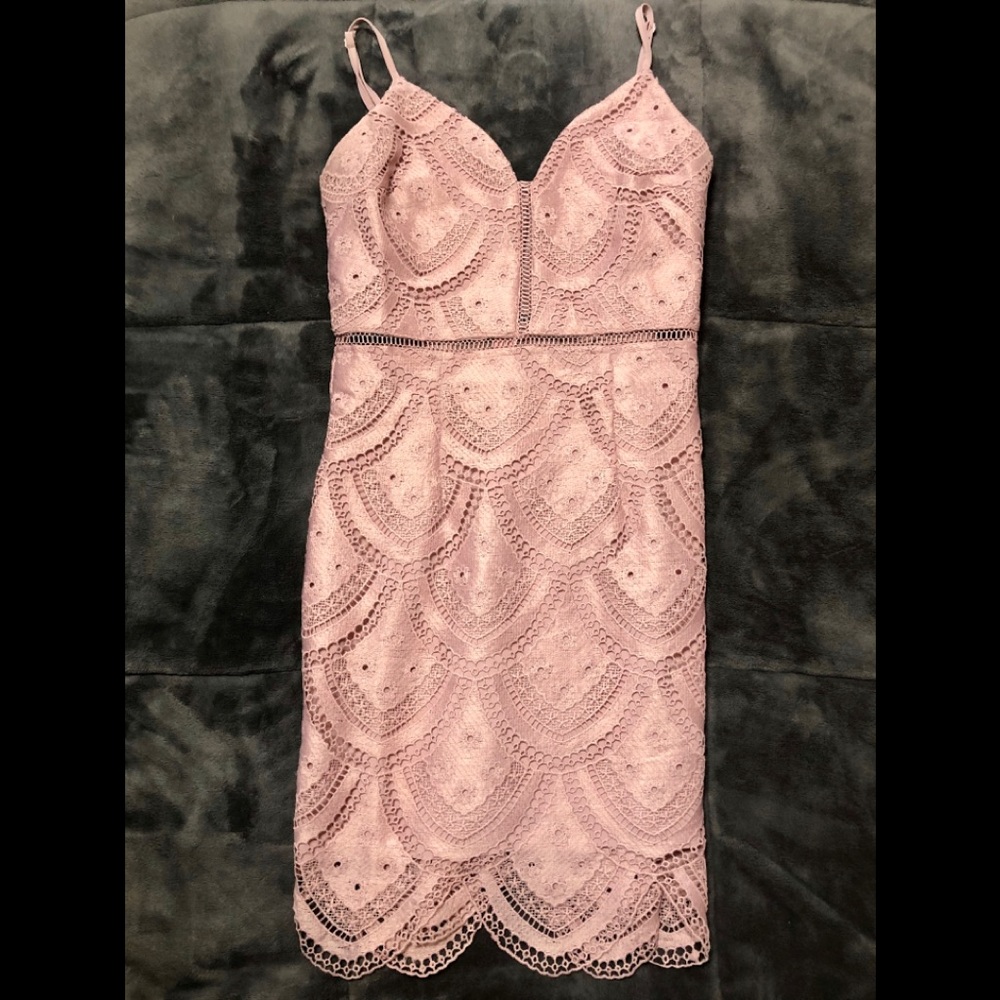 Minuet Lace Adjustable Strap V-Neck Dress Pink
